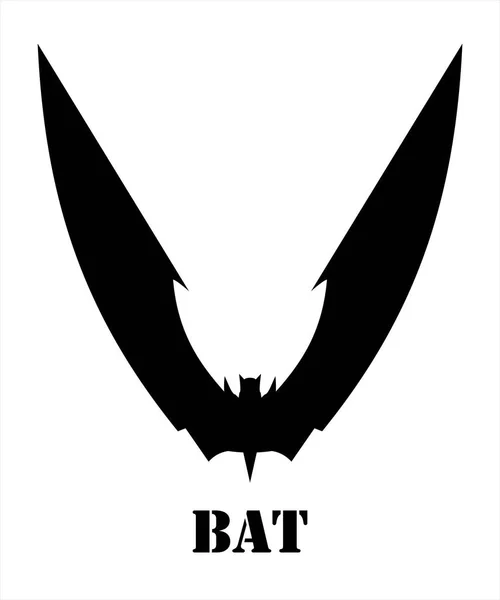 Bat. Černý netopýr na bílém pozadí. — Stockový vektor