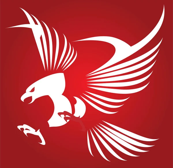 Aquila Bianca Volante Rosso — Vettoriale Stock