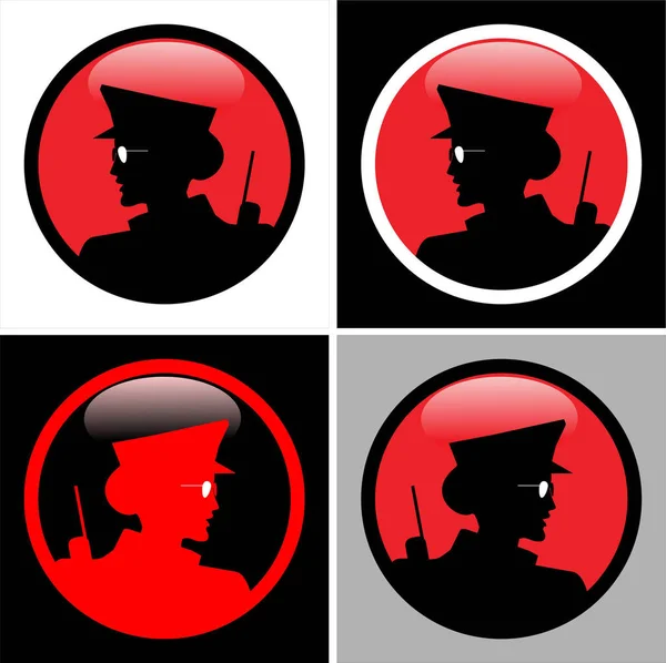 Policjantka Policjantka Głowy Głowa Ikona Policji — Wektor stockowy