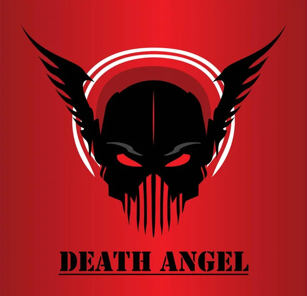 Death Angel Winged Skull Schedel Gevleugelde Warrior Hoofd — Stockvector