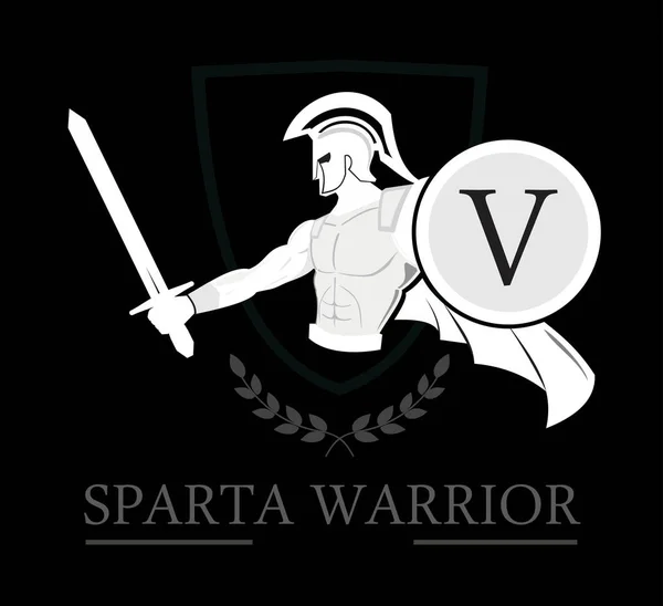 Spartanska Krigare Hålla Sköld Och Svärd Över Den Sköld Ikon — Stock vektor