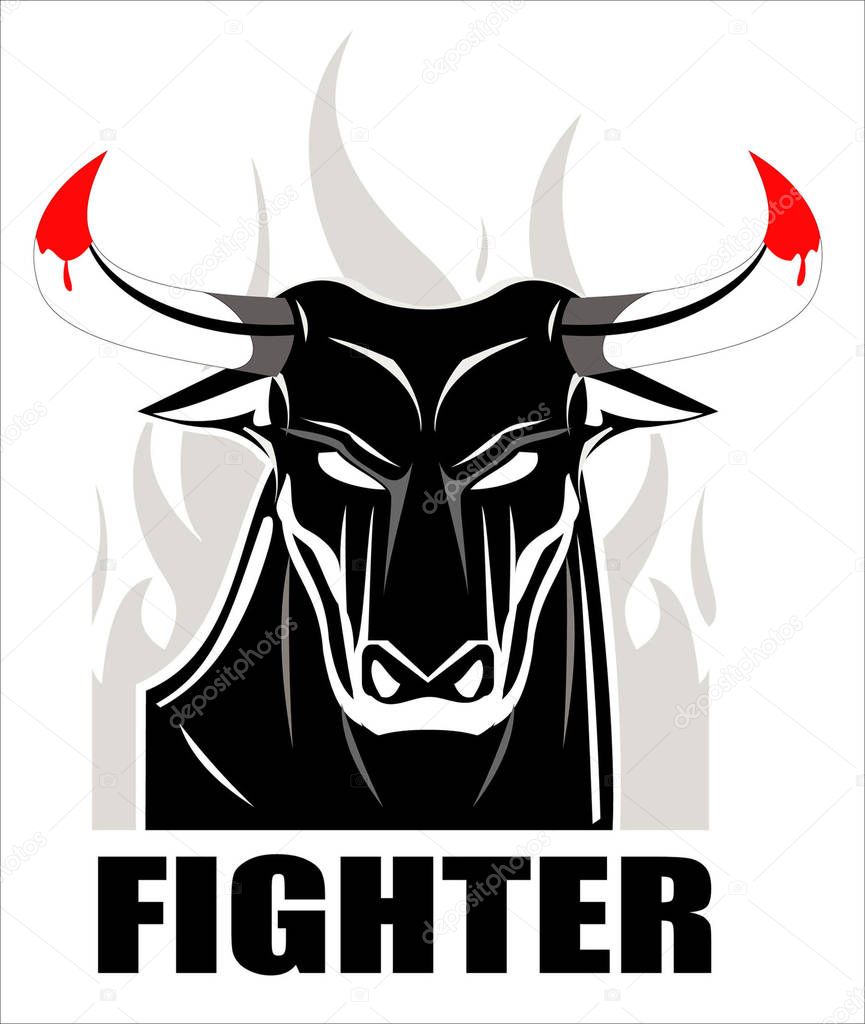 Fighter bull with the bloody horn