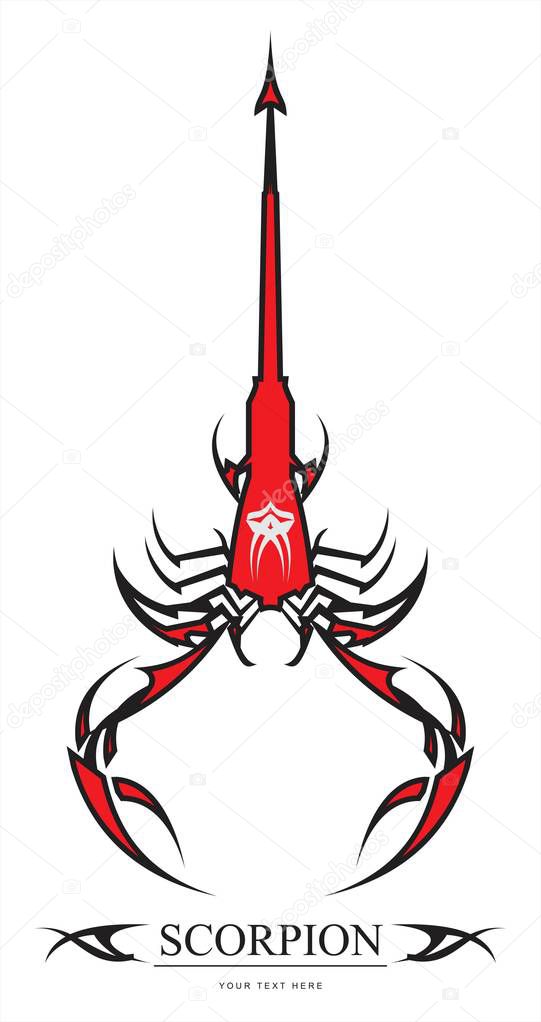 Red Scorpion. Suitable for your mascot, Community identity,artistic element, illustration for apparel. illustration for automotive. etc.