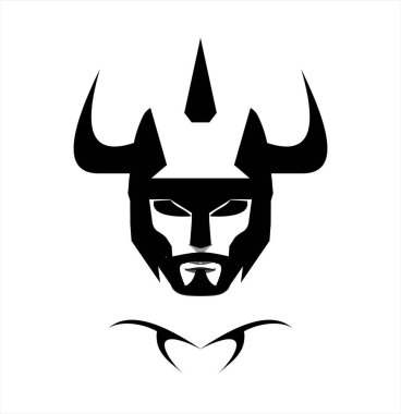 Savaşçı savaşçı kafa, siyah boynuzlu.