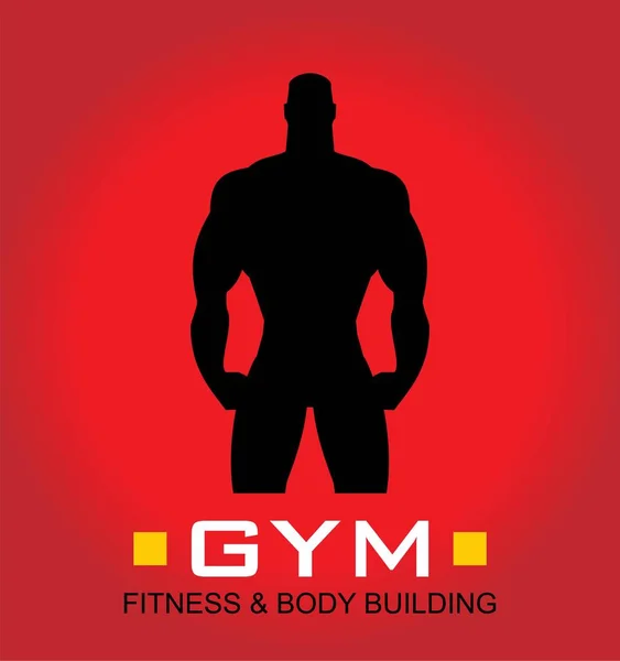 Gym Icon Body Builder Silhouette — Stock Vector