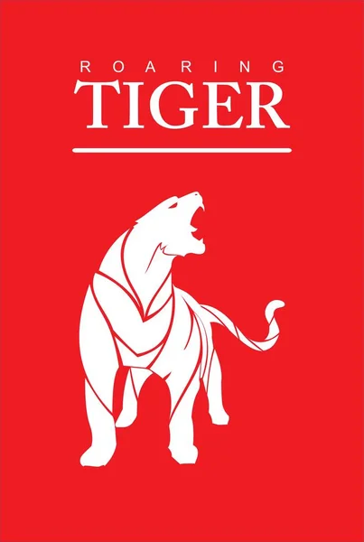 Tigre Tigre Avec Étiquette Tigre Intrépide Prédateur Rugissant Tigre Rugissant — Image vectorielle