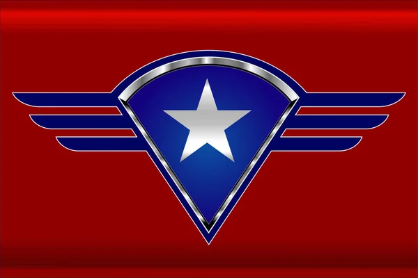 Estrela branca no escudo alado — Vetor de Stock