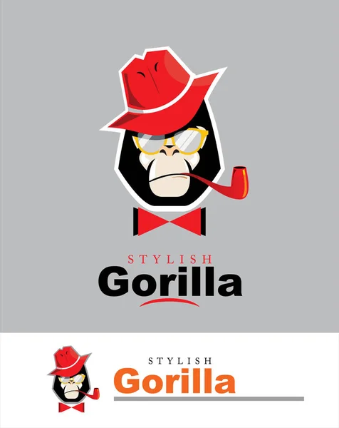 Testa di gorilla. logo gorilla. gorilla elegante. gorilla con la ha — Vettoriale Stock