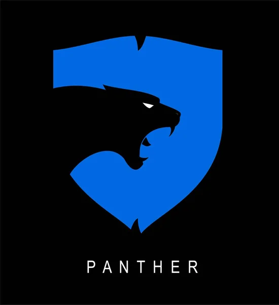 Panther. Panther hoofd en schild. — Stockvector