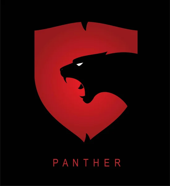 Panther. black panther. Panther head and shield — Stock Vector