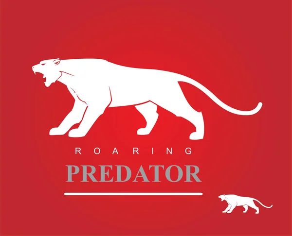 Rytande Predator. Orädd Panther. Orädd Puma — Stock vektor