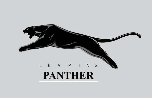 Orädd Panther. Hoppande panther. Rytande Panther. — Stock vektor