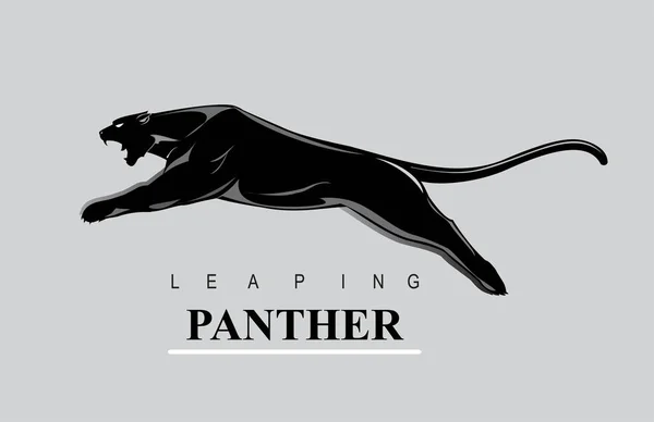 Fearless Panther. Leaping panther. Roaring Panther. — Stock Vector