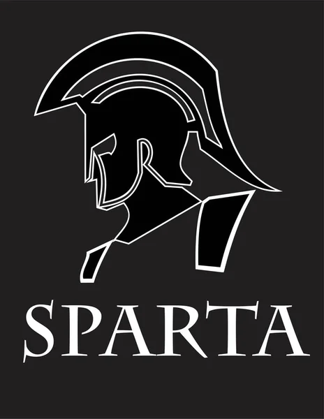 Sparta Krigare Huvud Svart Trojan Sidovy Knight Huvud — Stock vektor