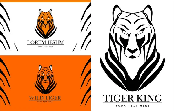 Vild Tiger Tiger Huvud Svart Och Orange — Stock vektor