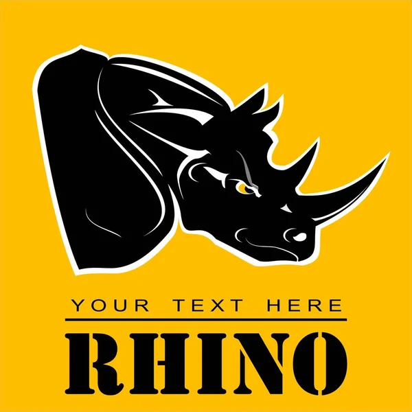 Rhino Cabeza Rinoceronte Negro — Archivo Imágenes Vectoriales