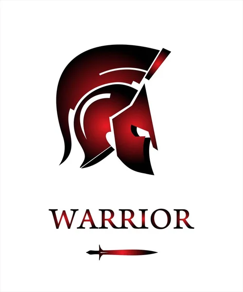 Sparta Krigare Huvud Trojan Hjälm Warrior Profil Krigare Med Hjälm — Stock vektor