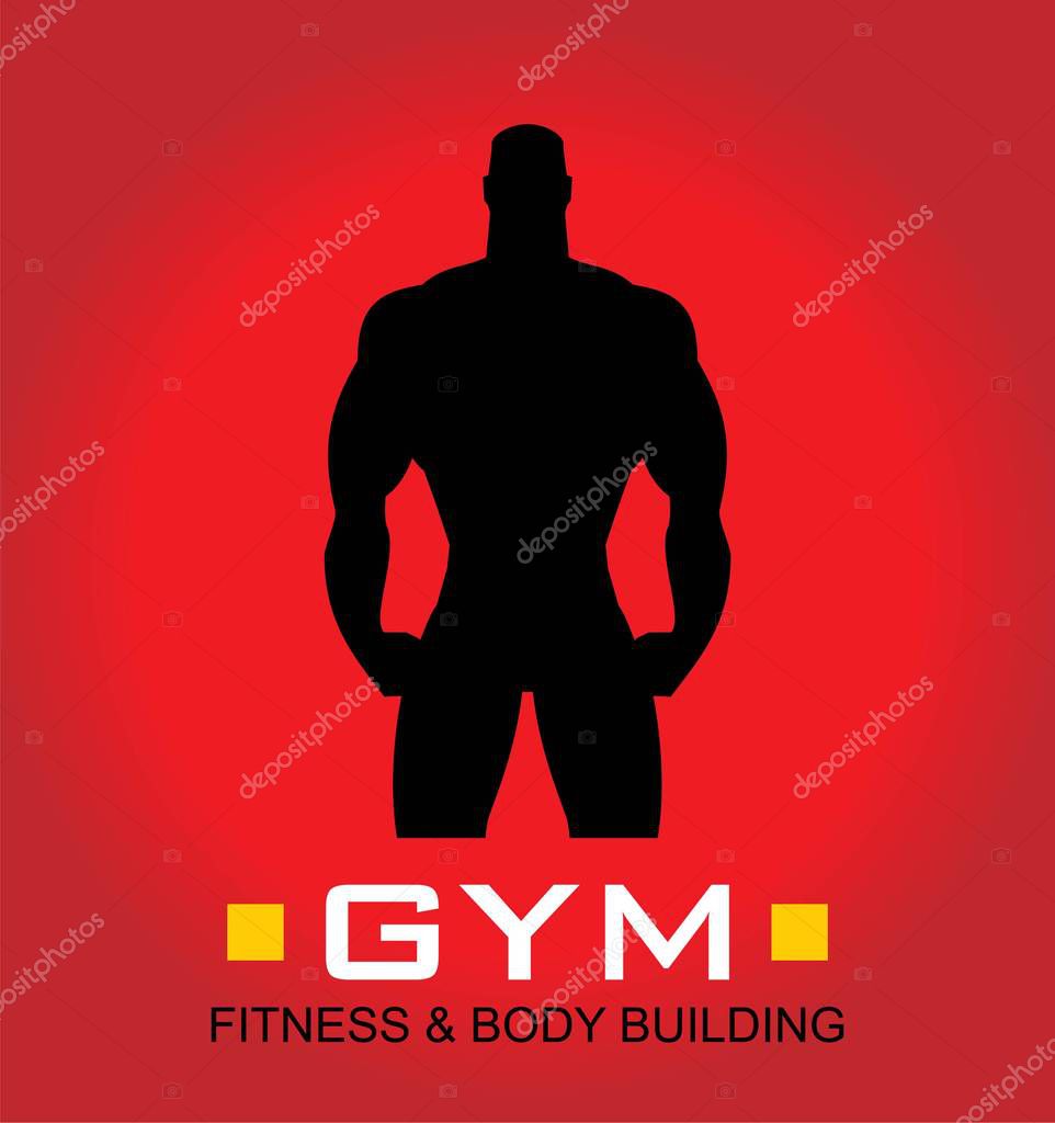Gym icon, body builder silhouette.