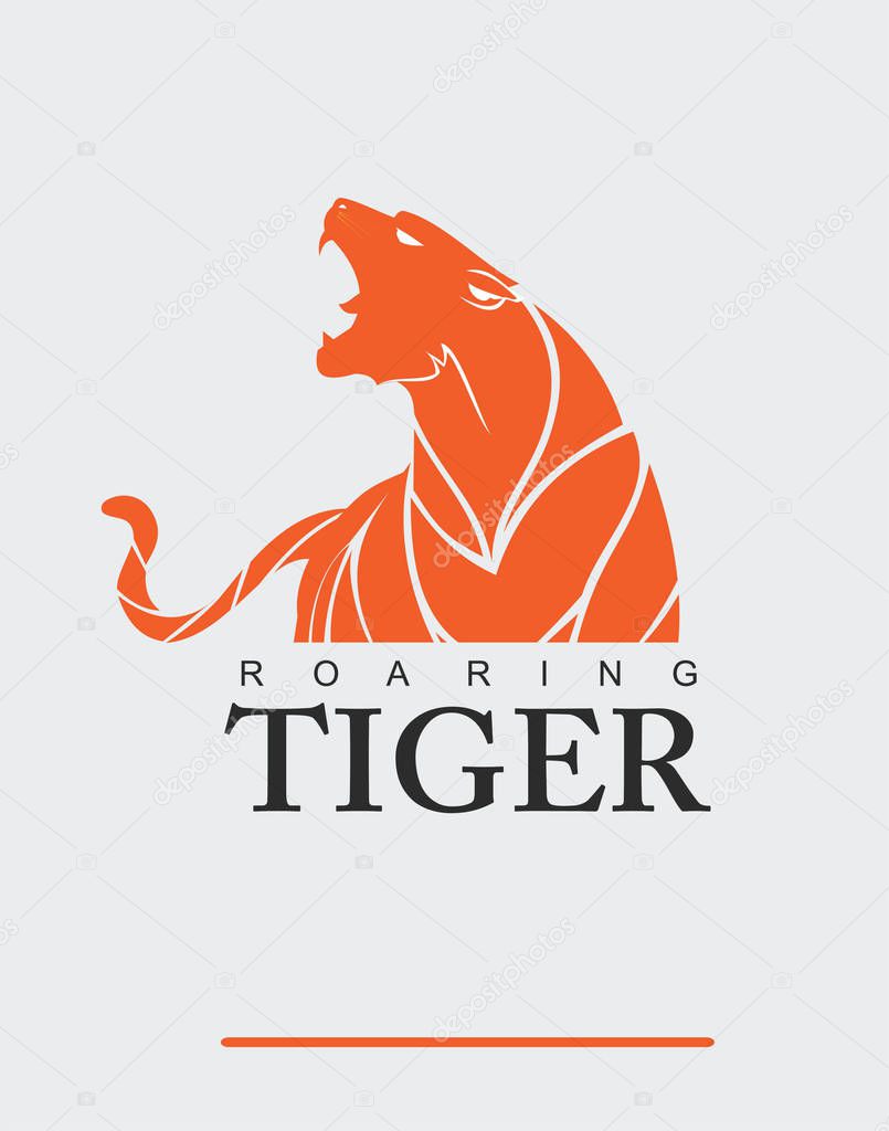 Fearless Tiger. Roaring Predator. Roaring Tiger. Tiger head, elegant tiger head. tiger half body. tiger head, roaring fang face. Combine with text