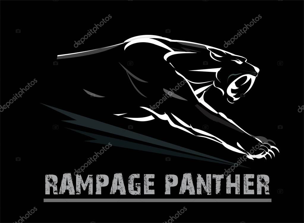 Roaring panther. panther, attacking panther.