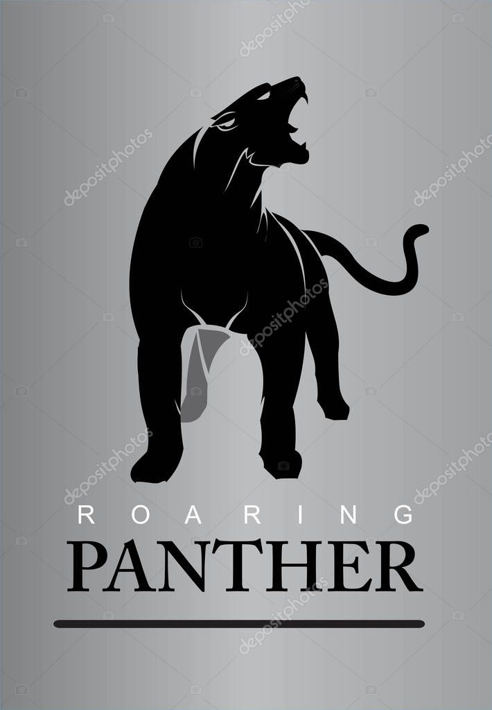 Fearless Panther. Roaring Predator. Roaring Panther. Elegant panther. Panther full body. Roaring fang face combine with text.