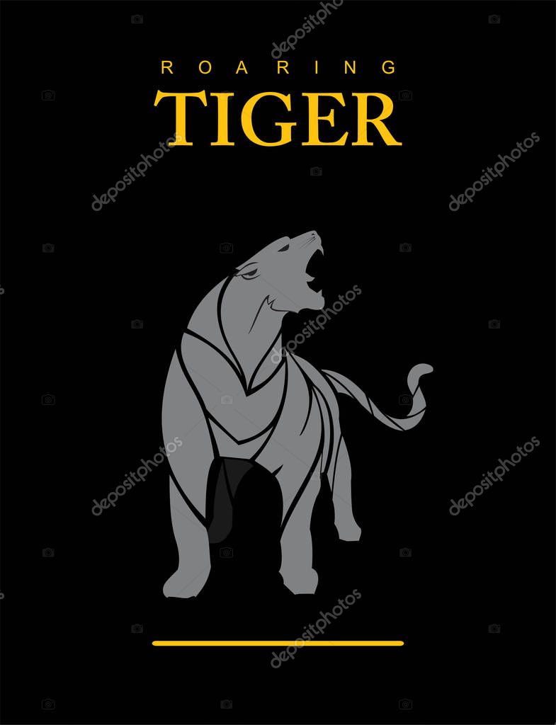 Fearless Tiger in Grey. puma. cougar. brave strong roaring puma. brave strong roaring cougar. brave strong roaring tiger. lioness. puma. big cat. attacking predator. Mascot