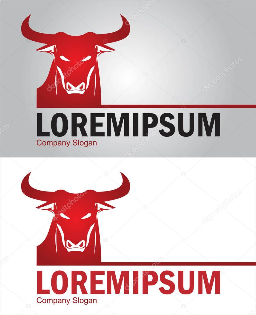 Bull. Wild Bull. Bull head in red.