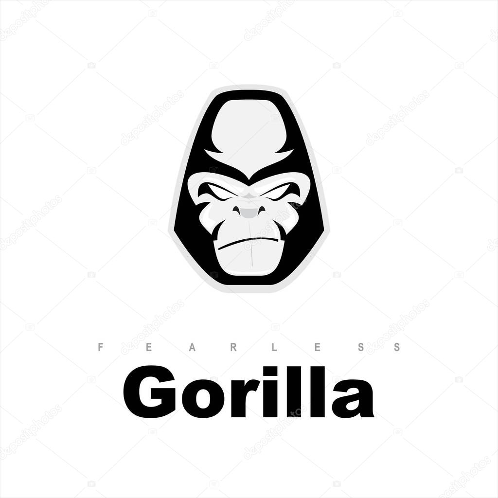 Starring gorilla head in black and white