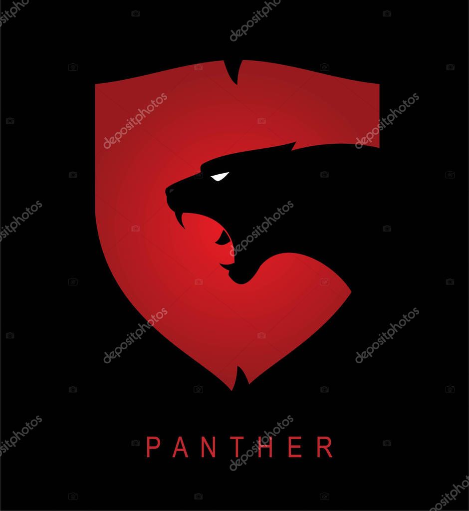 Panther. black panther. Panther head and shield