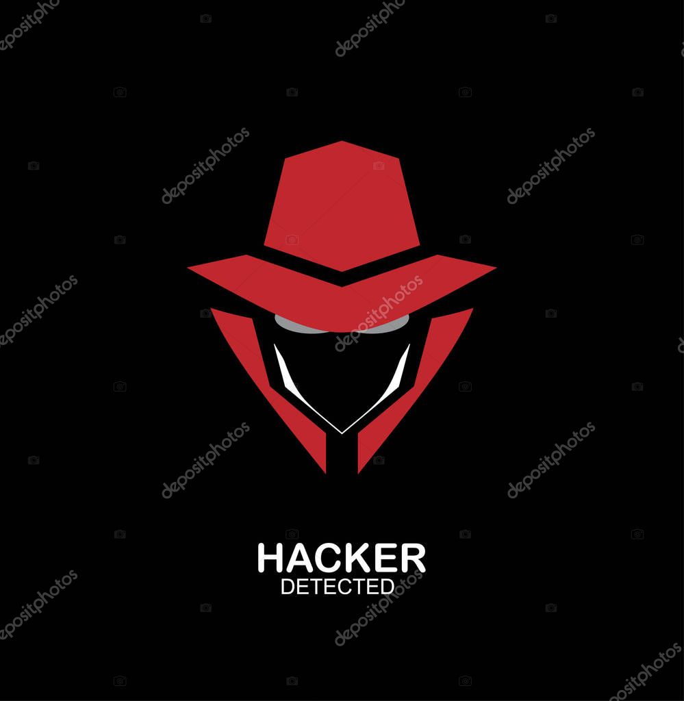 Spy agent, secret agent, hacker. Mysterious man on dark black background. Secret service agent icon. Incognito. undercover.