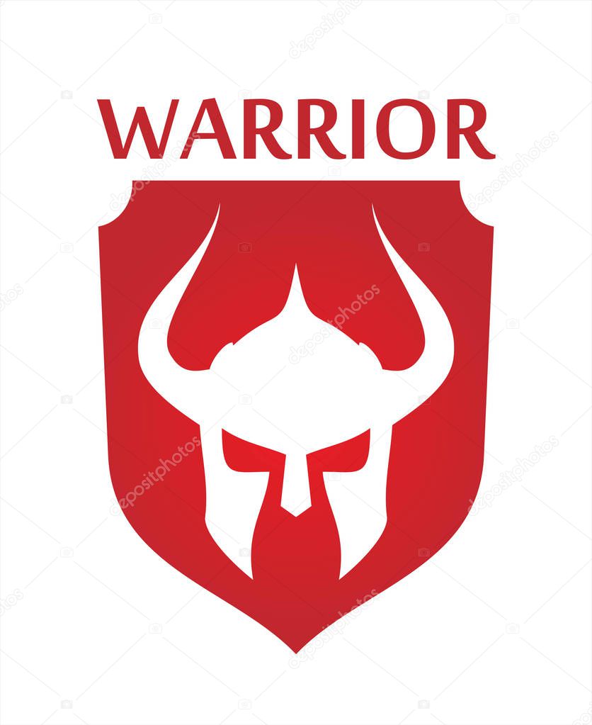 horned warrior head on shield