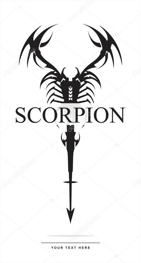 Scorpion, black scorpion with the arrow tail.