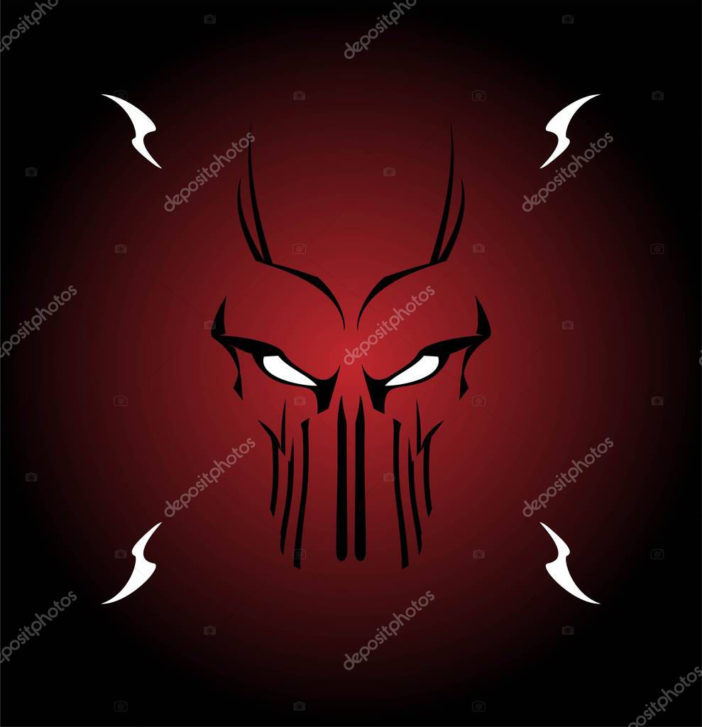 Predator face, demon icon.