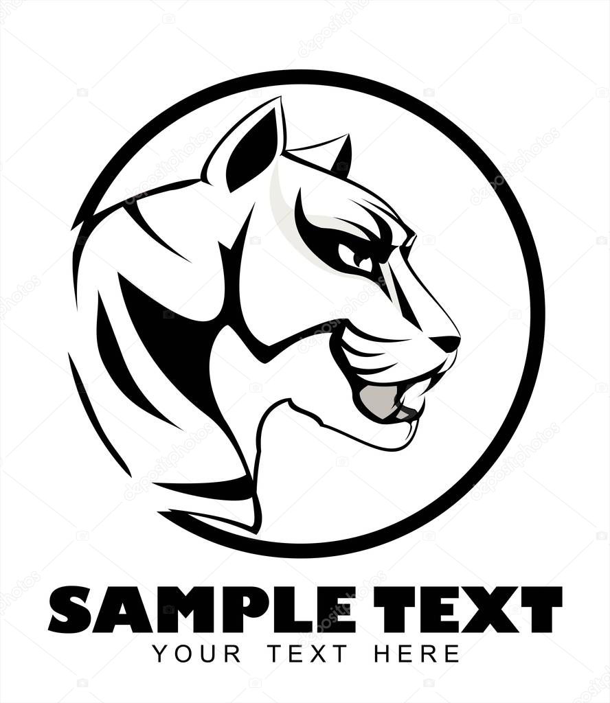 Tiger head in black and white