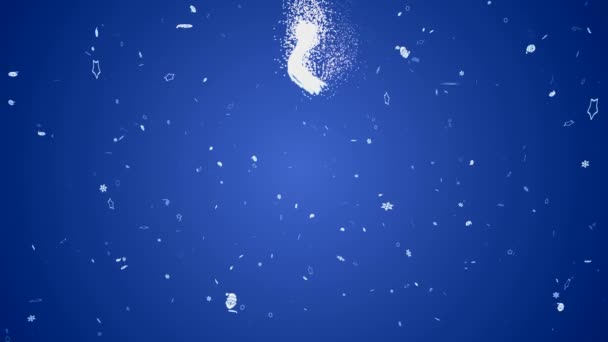 Різдвяна ялинка зі снігом і зірками, синій фон — стокове відео