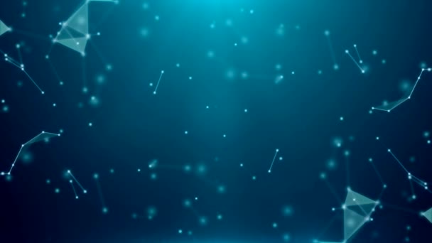 Abstrakter Hintergrund aus Plexus, glühenden Teilchen und Dreiecken — Stockvideo