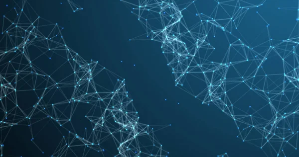 Mavi bir arka plan, parlak çizgiler ve noktalar üzerinde büyük pleksus