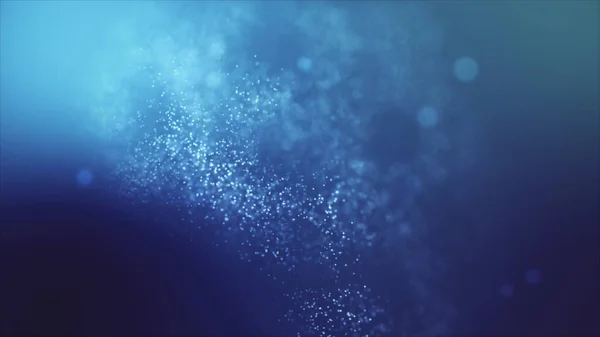 Parçacıkların ve dumanın hareketi ile soyut uzay mavi arkaplanı