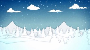 Küçük evleri ve ağaçları olan kış manzarası