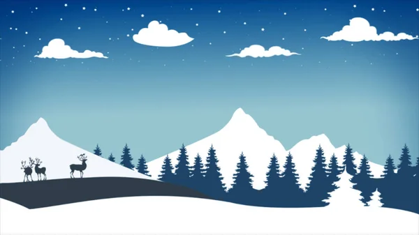 Dağlar ve ağaçlarla kaplı kış manzarası