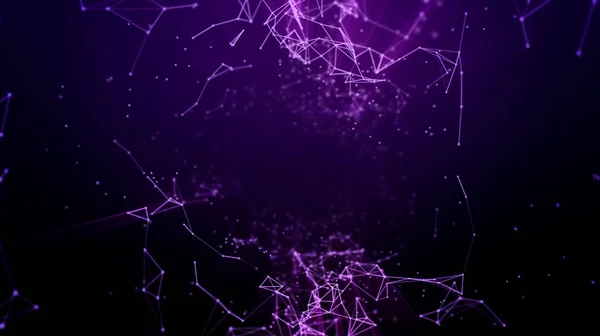 Абстрактная Иллюстрация Фиолетовый Фон Движущимися Частицами — стоковое фото