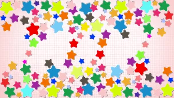 Kleurrijke Confetti Sterren Roze — Stockvideo