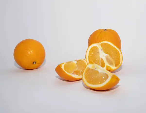 Fresh Oranges White Dark Background — Stock Photo, Image