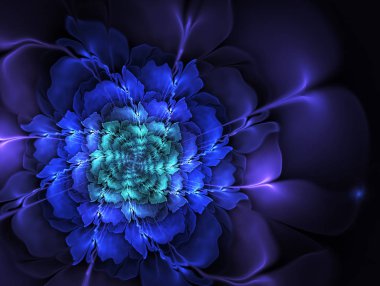 Soyut illüstrasyon mavi parlak çiçekler