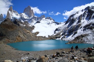 Fitz Roy ve Laguna Dağı (Lake) De Los Tres, Arjantin Patagonya, Arjantin. 