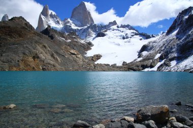 Fitz Roy ve Laguna Dağı (Lake) De Los Tres, Arjantin Patagonya, Arjantin. 