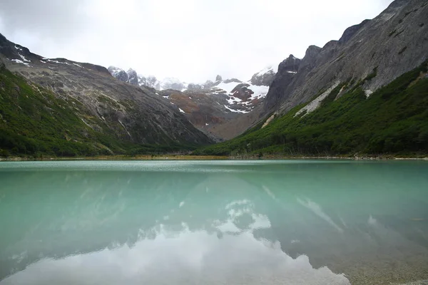Reflections Mountains Laguna Lake Esmeralda Ushuaia — Stock Photo, Image