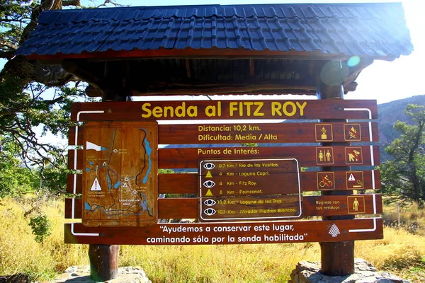 Ushuaia Argentina Ukazatel Montain Fitz Roy — Stock fotografie