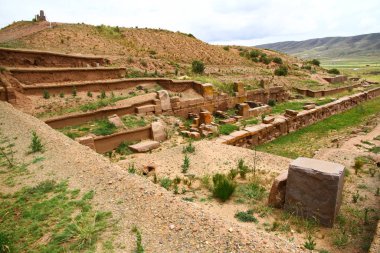 Tiwanaku arkeolojik alanı, Bolivya.