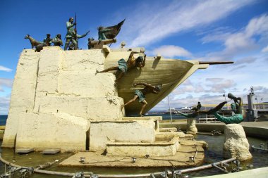 A view from The Monument of Tripulantes Goleta Ancud in the coastline of The Strait of Magellan, Punta Arenas, Chile clipart